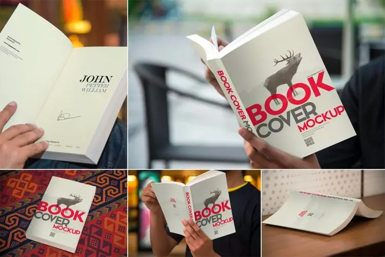 Digest Size Book Mockups 手持书籍杂志宣传企业画册手册作品集设计ps智能样机素材psd模板