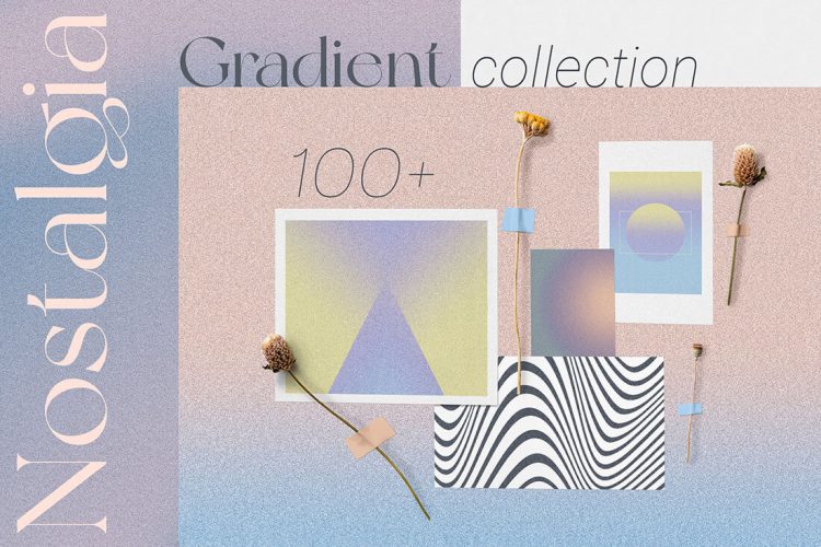 NOSTALGIA GRADIENT Textures & Shapes  36款70年代怀旧复古迷幻颗粒噪点弥散光渐变错位艺术背景图片素材