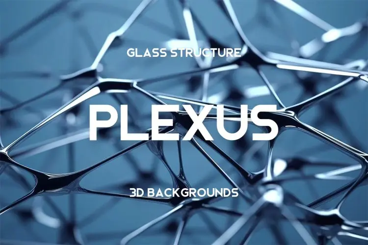 Glass Plexus Structure 3D Backgrounds  10款未来科幻玻璃树脂金属网络3D节点网格抽象背景底纹图片素材