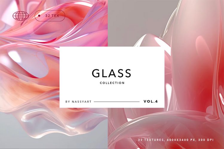 Liquid Glass 3D Backgrounds  32款粉色时尚液态水晶玻璃光泽塑料晶体抽象艺术背景图片设计素材