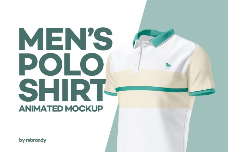 Men’s Polo Shirt Animated Mockup 男士马球衫polo衫印花图案服装设计贴图ps样机素材展示效果模板