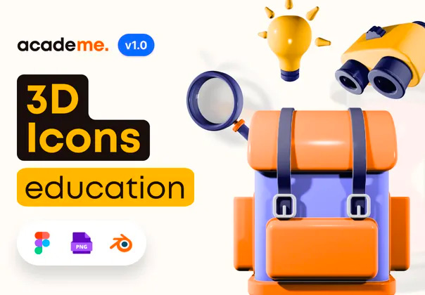 Academe – 3D Education Icons  3D教育类小图标_三维立体学习类icon图标素材下载