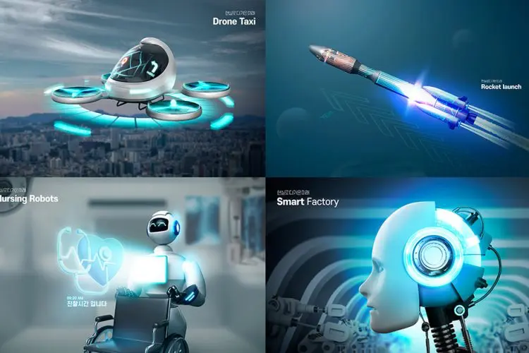 Artificial Intelligence Robot  11款未来Ai人工智能机器人无人机科幻主视觉海报设计ps分层素材