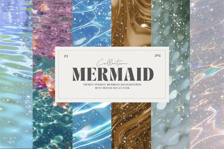 Sparkle Mermaid Water Backgrounds  23张闪闪发光梦幻水面海面波纹海浪彩虹反射光背景图片国外设计素材