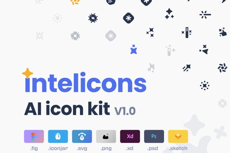 intelicons – AI icon kit  40款趣味Ai人工智能魔术棒星星闪光创意灵感icon图标素材源文件