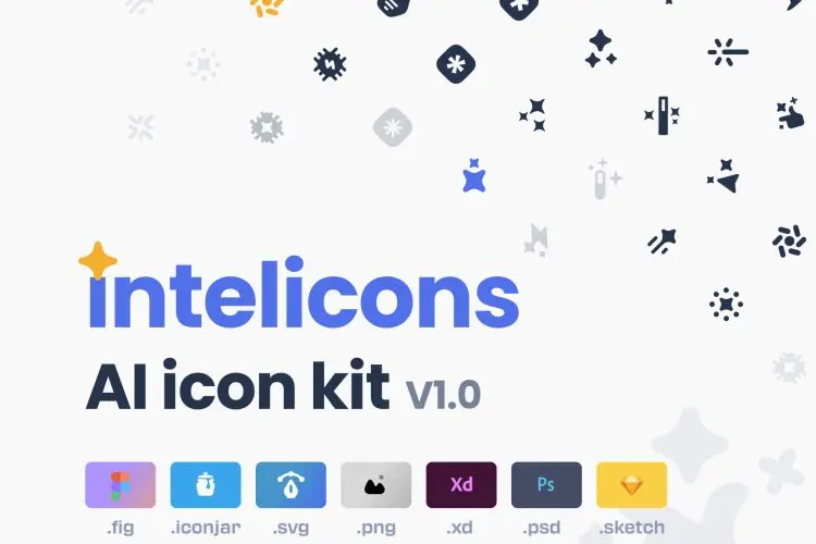 intelicons – AI icon kit  40款趣味Ai人工智能魔术棒星星闪光创意灵感icon图标素材源文件