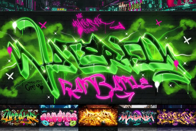 Graffiti Text Effect  10款街头潮流嘻哈喷漆涂鸦艺术潮牌logo标题特效字ps样机素材模板