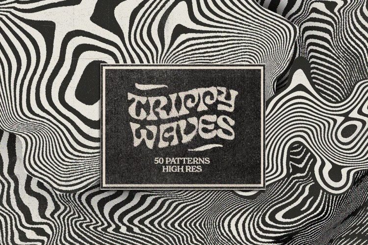 Trippy Waves Patterns  50款潮流迷幻失真扭曲波浪错觉抽象艺术背景底纹ai设计素材源文件