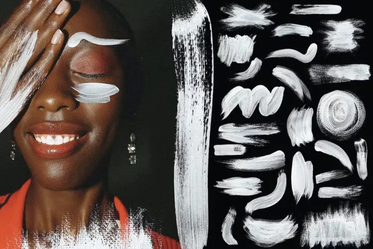 25 Hand Drawn White Paint Brush Strokes Overlay  25款手绘白色画笔笔刷描边艺术涂鸦背景叠加图片webp免抠图设计素材