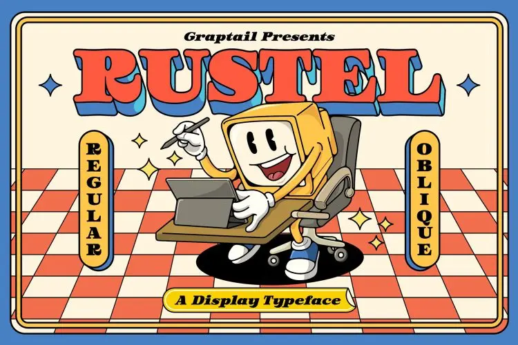Rustel – Retro Font 创意复古潮流酸性潮牌网红logo广告海报标题排版英文字体