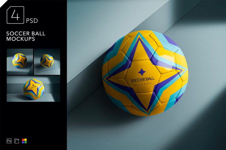 Soccer Ball Mock Ups 足球模型球皮品牌logo设计标识展示贴图ps运动样机素材模板