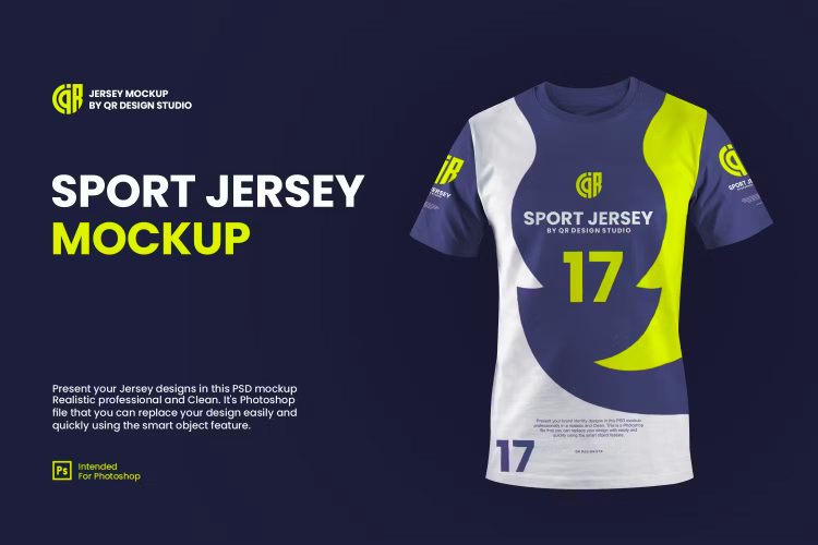 Sport – Jersey Mockup 圆领短袖运动服足球队服球衣服装设计贴图ps样机素材展示效果模板