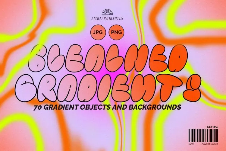 Bleached 90s Gradient Kit  70款潮流复古酸性迷幻抽象弥散扭曲渐变背景webp免抠图形设计素材