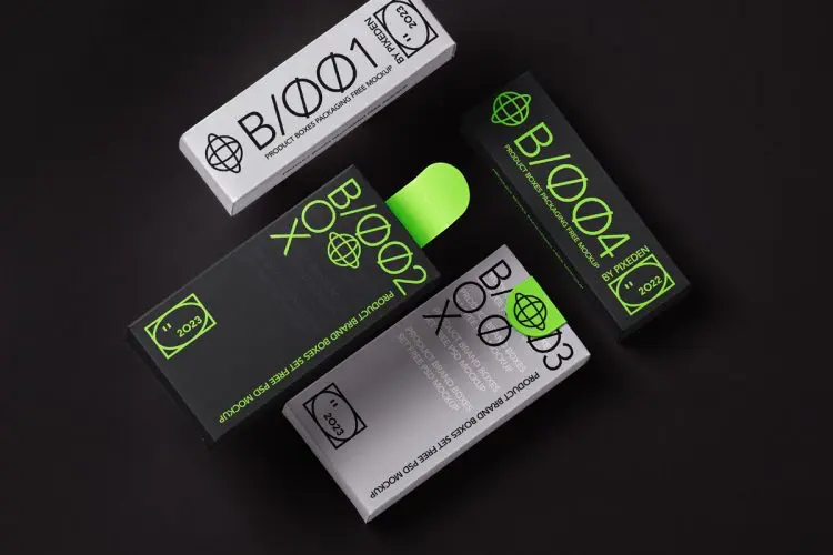 Boxes Branding Psd Mockup Set 多规格天地盖长方形纸盒产品包装盒设计贴图ps样机素材展示效果图