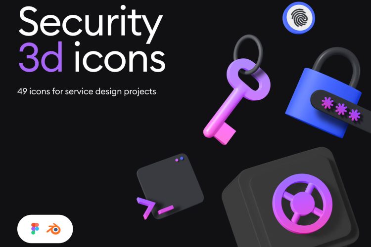 Security 3d icon kit  3D数字安全加密模型隐私保护三维小图标icon素材下载