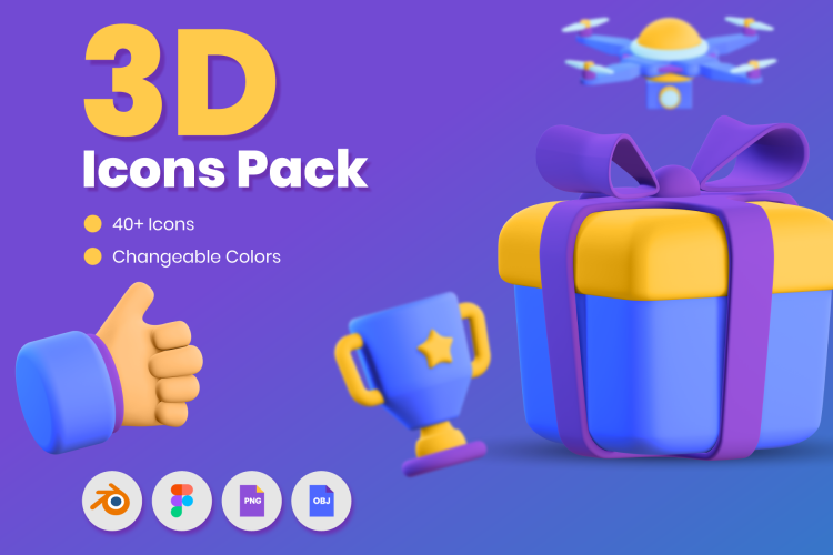 50 3D Icons Pack  50个高清3D手机登录引导页占位图标插画合集png免抠图素材