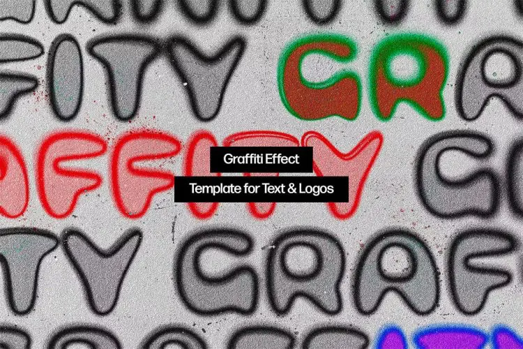 Urban Graffiti Text & Logo Effect 街头潮流工业风水泥喷漆涂鸦墙绘海报标题字体设计ps样机特效模板