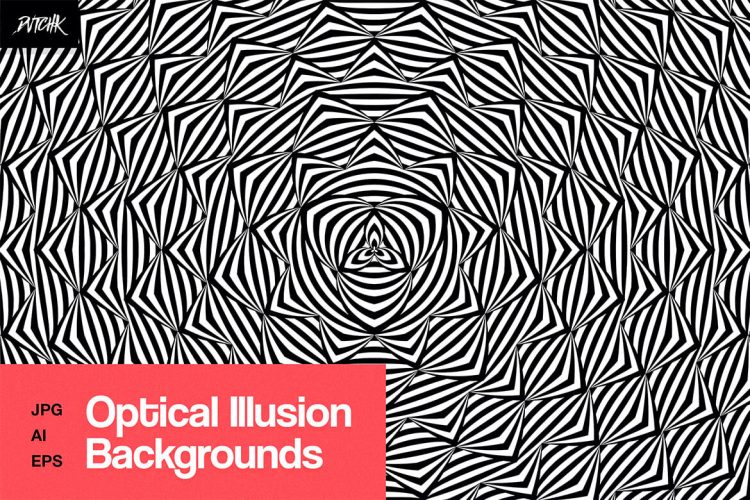 Spiral – Optical Illusion Backgrounds  18款同心圆螺旋错觉旋涡艺术抽象几何背景纹理ai设计素材源文件