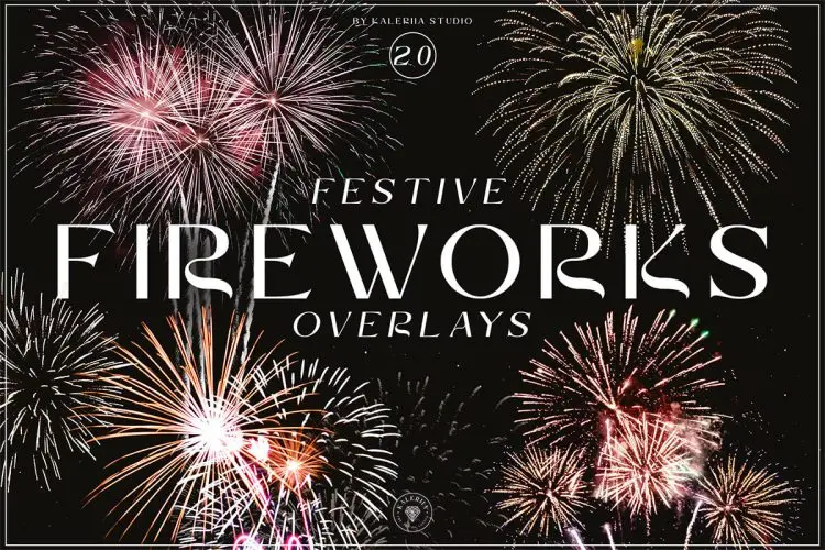 Festive Fireworks Overlays Set 20P节日烟花礼花绽放背景叠加图片webp免抠图设计素材