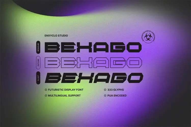 BEXAGO – Futuristic Display Font  3款BEXAGO未来主义科幻机能赛博朋克电竞游戏标题海报英文字体包