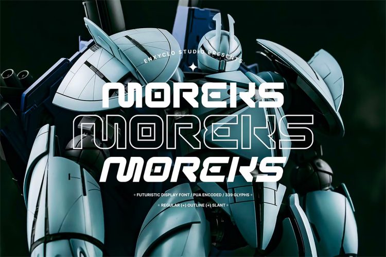 MOREKS – Futuristic Cyberpunk Display Font 极简未来科幻游戏电竞科技品牌logo海报英文字体