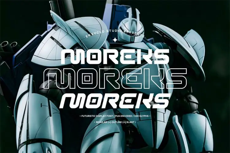 MOREKS – Futuristic Cyberpunk Display Font 极简未来科幻游戏电竞科技品牌logo海报英文字体