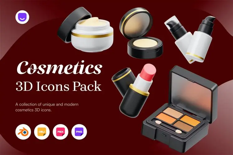 Cosmetic Products 3D Icon  15款化妆护肤品3D图标icon设计素材webp免抠图片