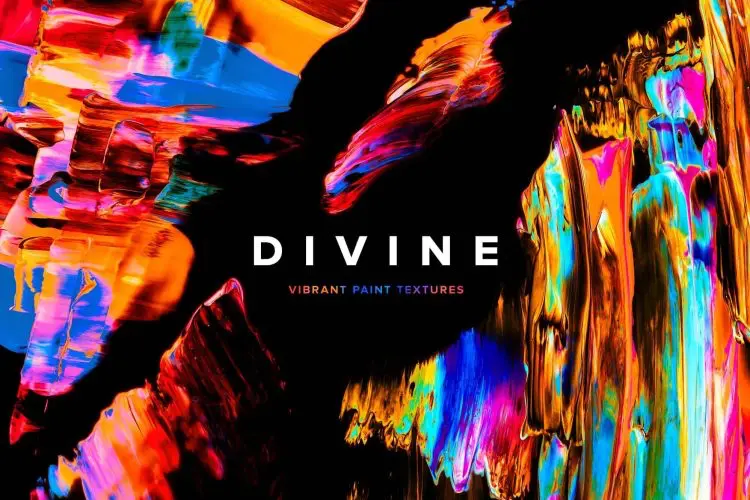 Divine Vibrant Paint Textures 超现实主义迷幻炫彩丙烯酸油漆纹理抽象艺术高清背景图片设计素材包