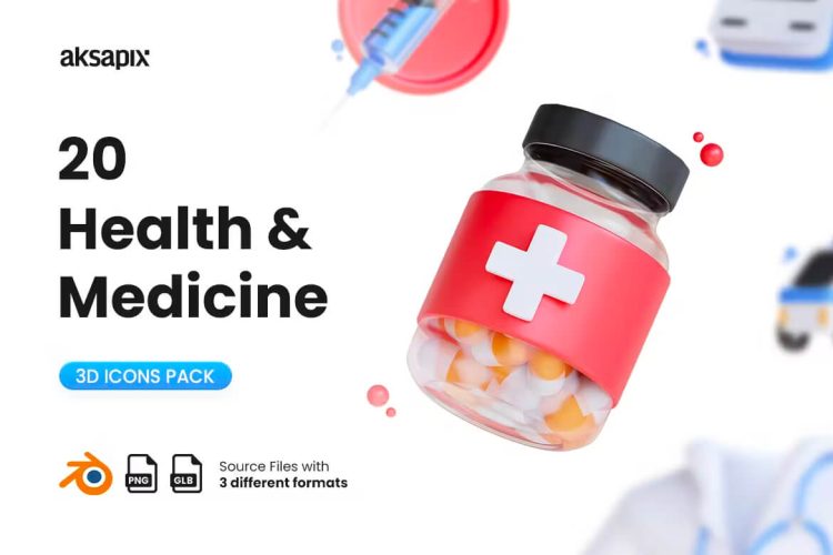 Health and Medicine 3D Icon  20个医疗小图标健康icon图标素材