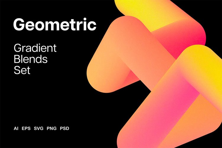 Geometric Gradient Blend Elements  20款时尚缤纷3D抽象艺术扭曲渐变潮流几何图形ai设计素材源文件