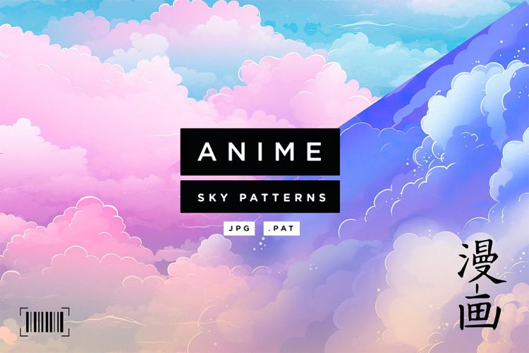 Anime Sky Patterns  15P卡通动漫天空云层云朵梦幻彩云祥云背景图案图片国外设计素材