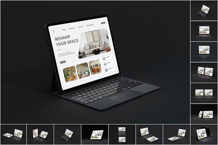 Modern iPad mockup set  15款iPad平板便携电脑笔记本UI设计展示PSD样机