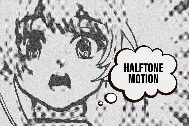 Halftone Motion Effect 黑白潮流复古怀旧动漫插图漫画图片半调肌理影印ps样机特效模版