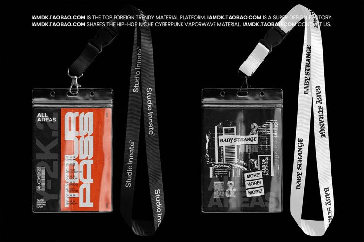 Tour Pass Mockup 工作证卡套挂绳通行证胸卡入场证设计贴图ps样机素材展示效果图