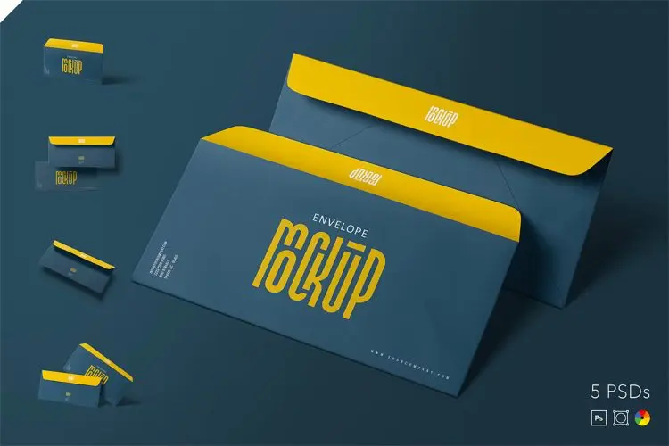 DL Size Catalog Envelope Mockups  DL信封邀请函模型品牌logo设计贴图ps样机素材模板