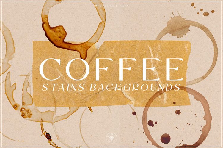 Coffee Stains Backgrounds Set  10款杯底咖啡色污渍水彩印记背景图片国外设计素材