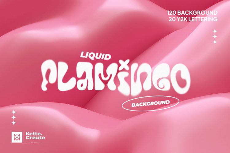 Flamingo Liquid Background  120款潮流复古Y2K千禧年粉色液体光泽3D抽象艺术背景底纹图片素材