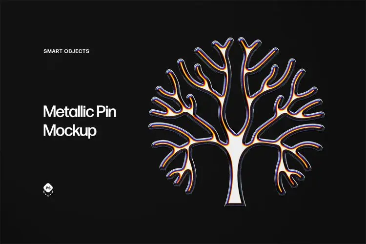 Metallic Pin Mockup 金属胸针别针模型抛光纹理预设ps特效样机素材模板