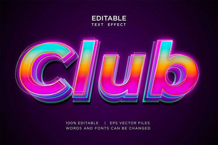 Neon 3d Editable Text Effect 俱乐部酒吧logo标识设计霓虹灯3D字母特效Ai矢量素材