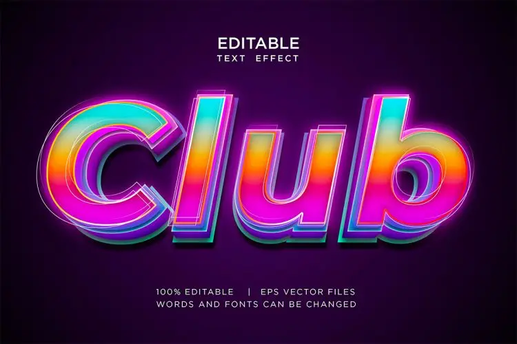 Neon 3d Editable Text Effect 俱乐部酒吧logo标识设计霓虹灯3D字母特效Ai矢量素材