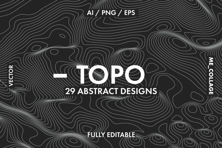 TOPO – Abstract Vector Designs  29款抽象艺术时尚极简波浪线条地形轮廓背景底纹ai设计素材源文件