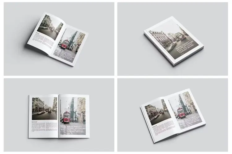 A4 Book Magazine Mockup  A4书籍杂志模型封面内页展示设计贴图ps样机素材国外设计模板