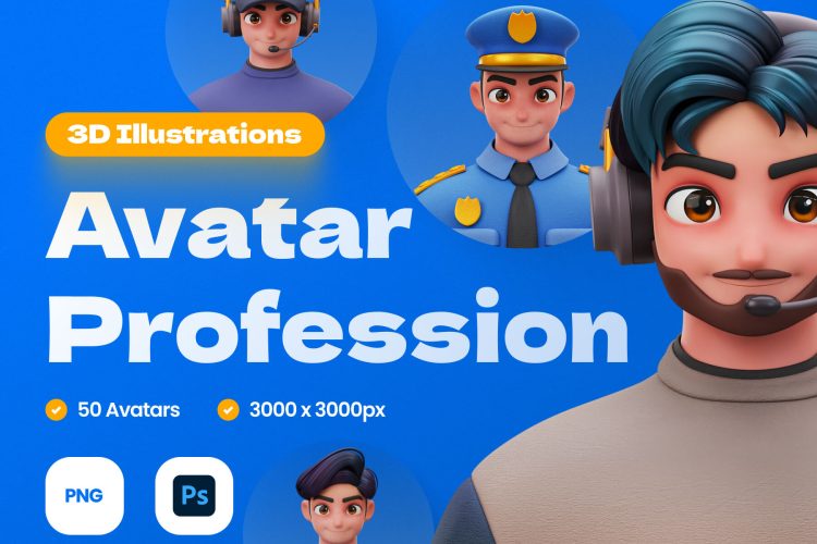 3D Avatar Profession  50款3D卡通时尚职场精英头像人物形象插图插画png免抠图片素材