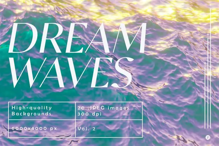 Dream Waves Backgrounds Vol.2 晶莹剔透波光闪动海面波浪梦想潋滟纹理背景图片设计素材
