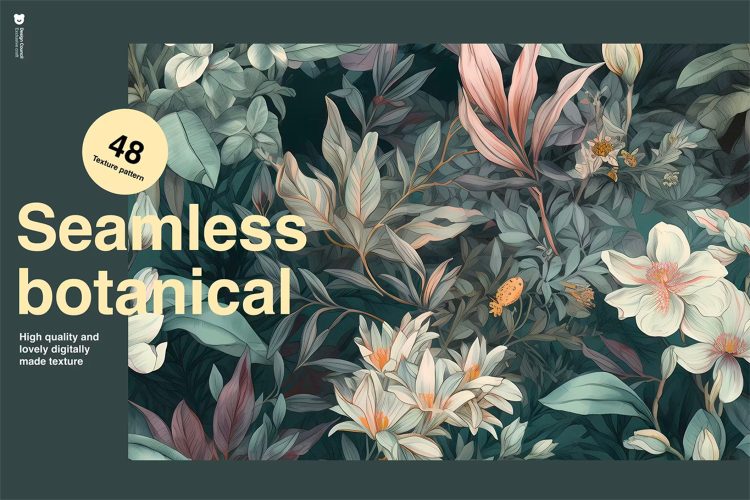 Botanical Pattern Texture Pack 稀有复古宫廷植物花卉装饰图案印花纹样png免抠图片设计素材