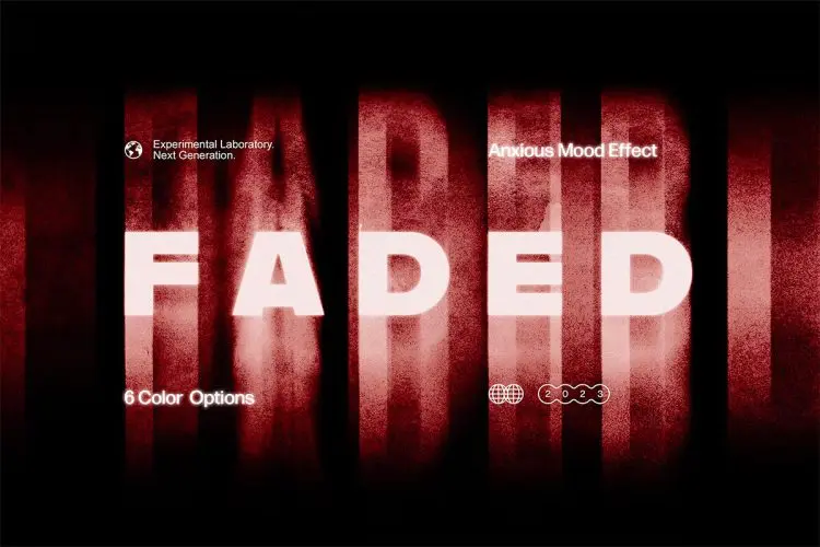 Faded Text Effect 神秘恐怖气氛幽灵失真迷幻位移LOGO标题设计PS特效样机模板素材