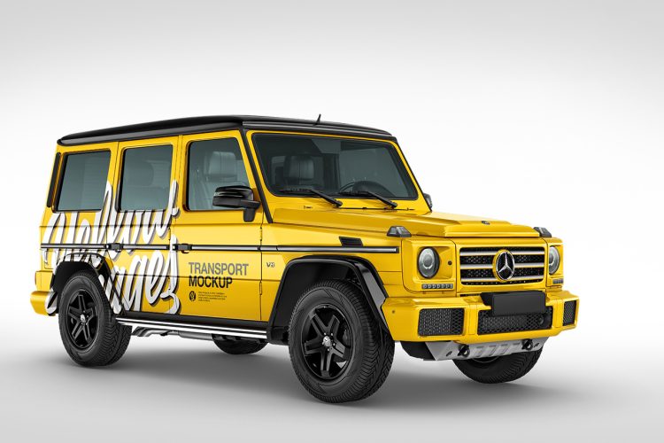 Mercedes Benz G Сlass Mockup 奔驰大G越野车SUV汽车车身广告贴图ps样机素材多角度展示效果模板