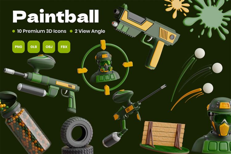 Paintball 3D Icon Pack  30款时尚CF吃鸡射击游戏主题3D图标Icons设计素材包