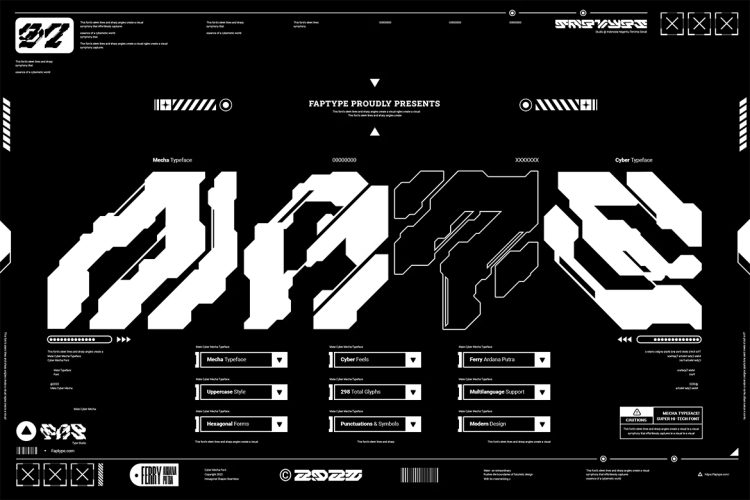 Mate Modern Mecha Font Vol. 2  4款Mate未来科幻机械赛博朋克工业机能电竞游戏海报艺术英文字体