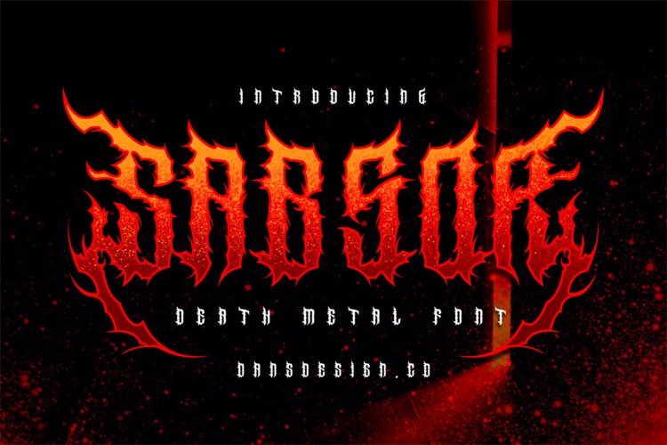 SabsoR Metal Horror Font 潮流街头恐怖火焰死亡金属地下摇滚乐队logo纹身英文字体包